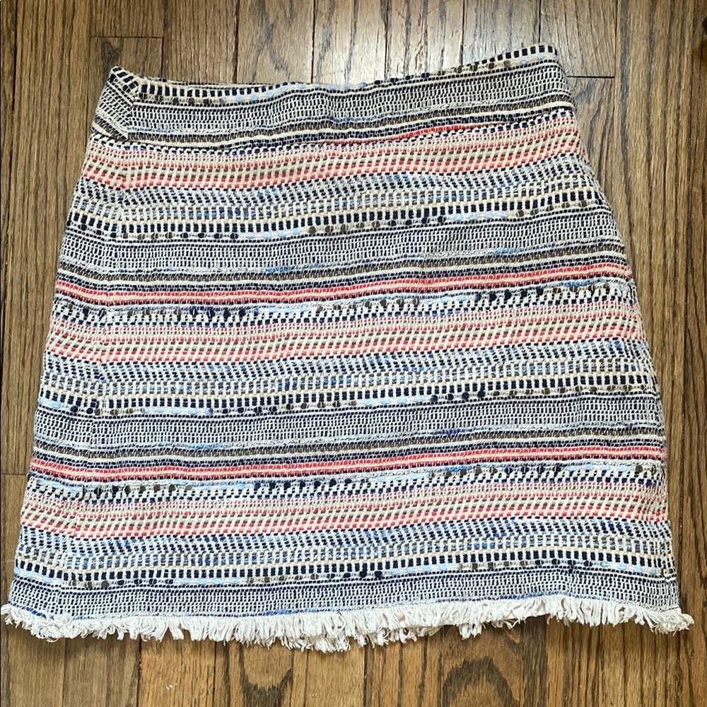 LOFT Pink and White A-Line Mini Skirt Casual Resort Wear